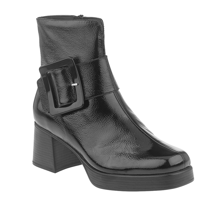 Удобни дамски боти на ток PSB 255502 LACK BLK