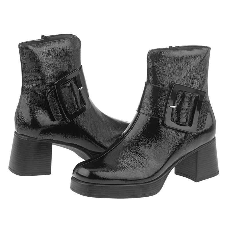 Удобни дамски боти на ток PSB 255502 LACK BLK