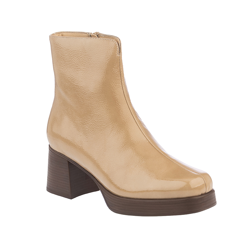 Удобни дамски боти на ток PSB 255501 LACK CAMEL