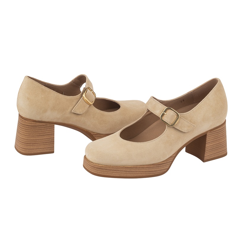 Удобни дамски обувки на ток PSO 260493 MJ SAND